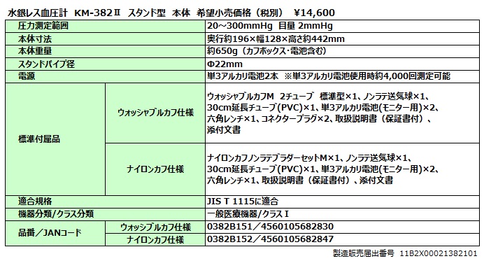 水銀レス血圧計 KM-382Ⅱ スタンド型 本体 | ケンツメディコ